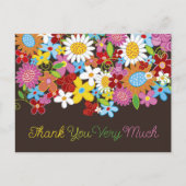 Whimsical Kleurrijke Lente Bloemen Tuin Dank u Uitnodiging Briefkaart (Voorkant)