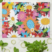 Whimsical Kleurrijke Lente Bloemen Tuin Keuken Theedoek (Gevouwen)