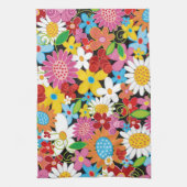 Whimsical Kleurrijke Lente Bloemen Tuin Keuken Theedoek (Verticaal)