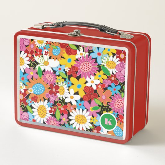 Whimsical Kleurrijke Lente Bloemen Tuinmonogram (Voorkant)