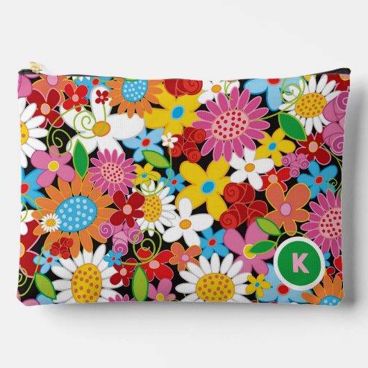 Whimsical Kleurrijke Lente Bloemen Tuinmonogram Etui (Voorkant)