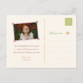 Whimsical Kleurrijke Lentebloemen Pop Birthda Aankondigingskaart (Achterkant)