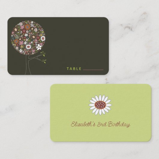 Whimsical Kleurrijke Lentebloemen Pop Boom Bloemen Plaatskaartje (Voorkant / Achterkant)