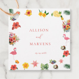 Whimsical Kleurrijke Leuke Tropische Flamingle Wed Bedankjes Labels
