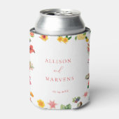 Whimsical Kleurrijke Leuke Tropische Flamingle Wed Blikjeskoeler (Blikje Voorkant)