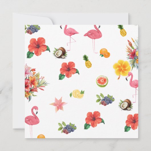 Whimsical Kleurrijke Leuke Tropische Flamingle Wed Kaart (Achterkant)