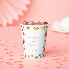 Whimsical Kleurrijke Leuke Tropische Flamingle Wed Papieren Bekers