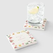 Whimsical Kleurrijke Leuke Tropische Flamingle Wed Stenen Onderzetter (Zijkant)