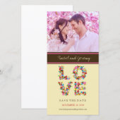 Whimsical Kleurrijke LIEFDE Lente Bloemen Bloeien Save The Date (Voorkant / Achterkant)