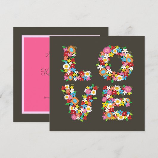 Whimsical Kleurrijke LIEFDE Lente Bloemen Chique B Save The Date (Voorkant / Achterkant)