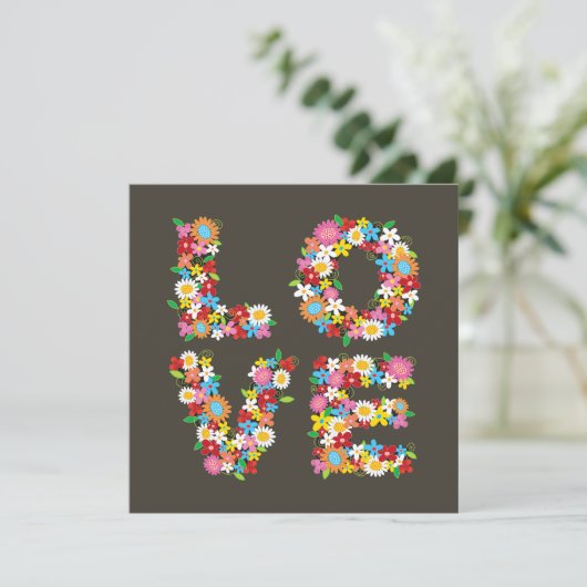 Whimsical Kleurrijke LIEFDE Lente Bloemen Chique B Save The Date (Staand voorkant)