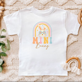 Whimsical Kleurrijke Mini Bunny Regenboog Pasen Kinder Shirts