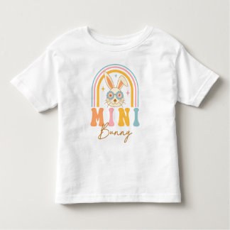Whimsical Kleurrijke Mini Bunny Regenboog Pasen Kinder Shirts