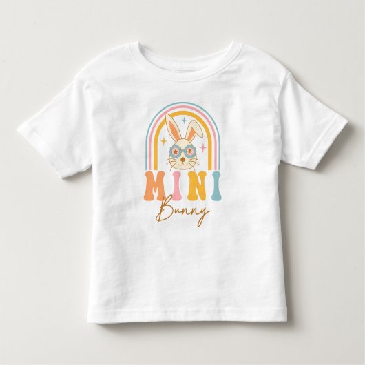 Whimsical Kleurrijke Mini Bunny Regenboog Pasen Kinder Shirts (Voorkant)