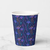 Whimsical Kleurrijke Paarse Kwallen Pattern Party Papieren Bekers (Achterkant)