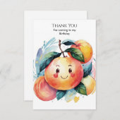 Whimsical Kleurrijke Peach Verjaardag Bedankkaart (Voorkant / Achterkant)