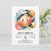 Whimsical Kleurrijke Peach Verjaardag Kaart (Staand voorkant)