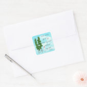 Whimsical & Kleurrijke Pijnbomen met Woorden Stick Vierkante Sticker (Envelop)