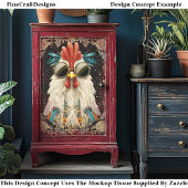 Whimsical Kleurrijke Regal Rooster CK9 Decoupage Tissuepapier