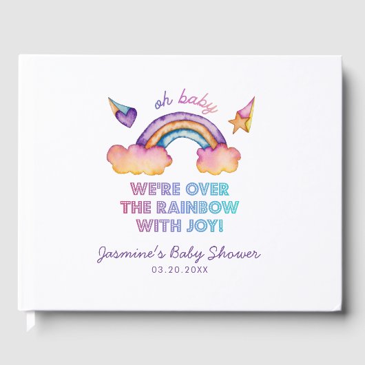 Whimsical Kleurrijke Regenboog Baby shower Gastenboek (Voorkant)