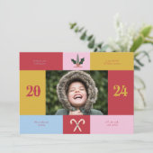 Whimsical Kleurrijke Regenboog Colorblock Vakantie Kaart (Staand voorkant)