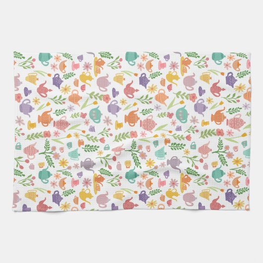 Whimsical kleurrijke theepotten Tea Party Uniek Sc Theedoek (Horizontaal)