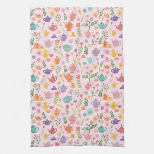 Whimsical kleurrijke theepotten Tea Party Uniek Sc Theedoek (Verticaal)