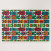 Whimsical Kleurrijke Tropische Tiki Maskers Moeili Legpuzzel (Horizontaal)