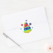 Whimsical Kleurrijke Verjaardagstaart Ontwerp Ronde Sticker (Envelop)