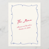 Whimsical Kleurrijke Wavy Border & Script bruiloft Menu (Achterkant)
