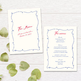 Whimsical Kleurrijke Wavy Border & Script bruiloft Menu