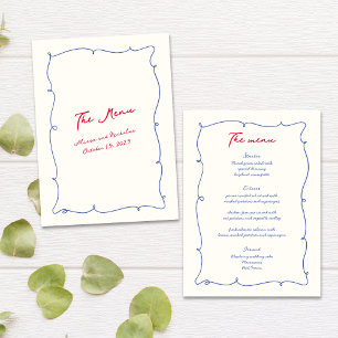Whimsical Kleurrijke Wavy Border & Script bruiloft Menu