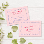 Whimsical Kleurrijke Wavy Border & Script bruiloft RSVP Kaartje