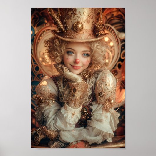 Whimsical Klokwerk Harlekijn Kunstposter Poster (Voorkant)