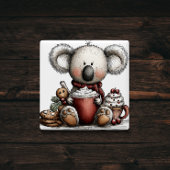 Whimsical Koala Hot Chocolate Christmas Magnet