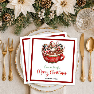 whimsical koe aquarel cute rood groen Kerstmis  Servet