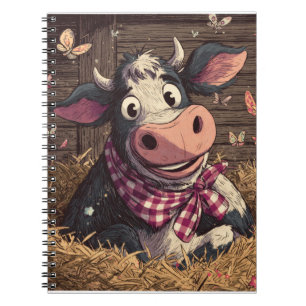 Whimsical Koe met vlinders Illustratie Notitieboek