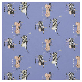 Whimsical Koe Patroon op blauw Stof