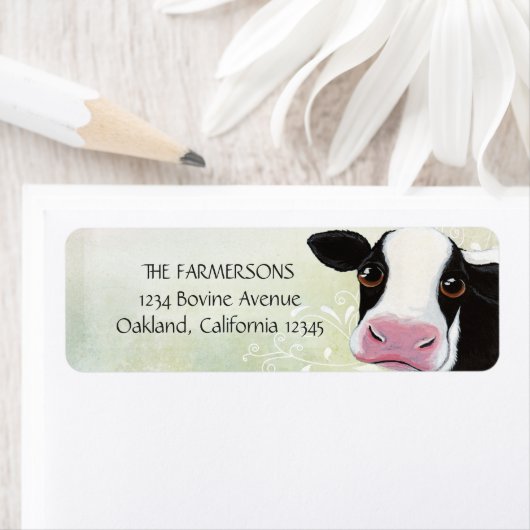 Whimsical Koe retour adreslabels Etiket (Insitu)