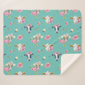 Whimsical Koeien en klaverpatroon Sherpa Deken (Voorkant (horizontaal))