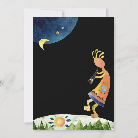 Whimsical Kokopelli Zuidwest bruiloft Kaart (Achterkant)