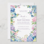 Whimsical Kolibries met Hydrangeas Baby shower Kaart (Voorkant)