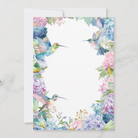 Whimsical Kolibries met Hydrangeas Baby shower Kaart (Achterkant)