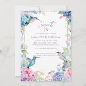 Whimsical Kolibries met Hydrangea's Sweet 16 Kaart (Voorkant)