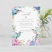 Whimsical Kolibries met Hydrangea's Sweet 16 Kaart (Staand voorkant)
