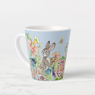 Whimsical Konijn Blauw Chinoiserie Bloemkonijn La Latte Mok