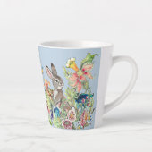 Whimsical Konijn Blauw Chinoiserie Bloemkonijn La Latte Mok (Rechts)
