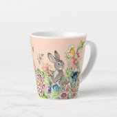 Whimsical Konijn Blush Roze Chinoiserie Floral La Latte Mok (Rechterhoek)