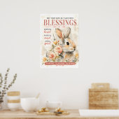 Whimsical Konijn Botanische Kunst Poster (Keuken)