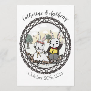 Whimsical konijn bruiloft uitnodiging